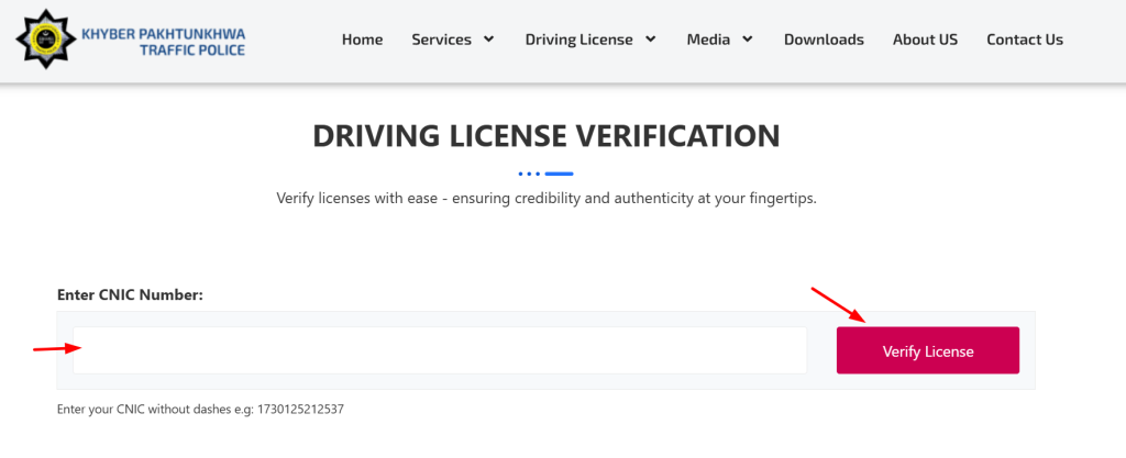 DLIMS KPK Driving License Verification portal